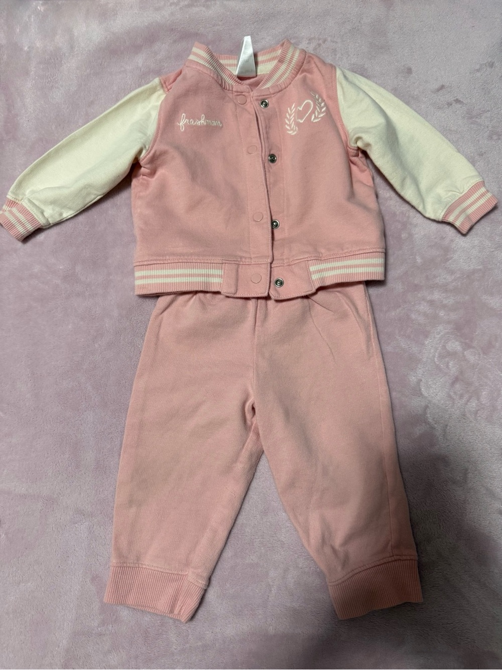 Pink Baby Two-Piece Jacket & Pant Set